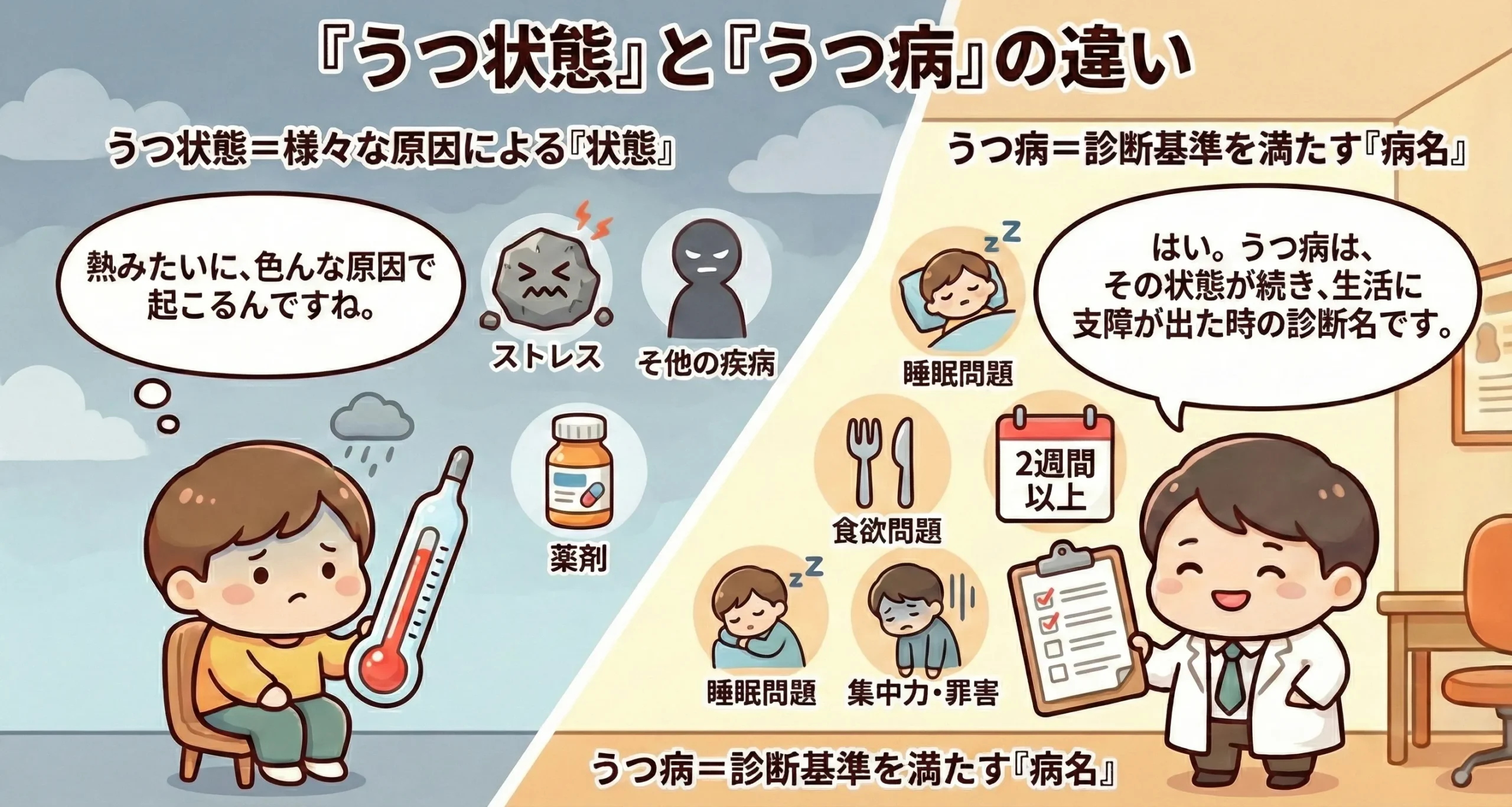 うつ状態とうつ病との違い