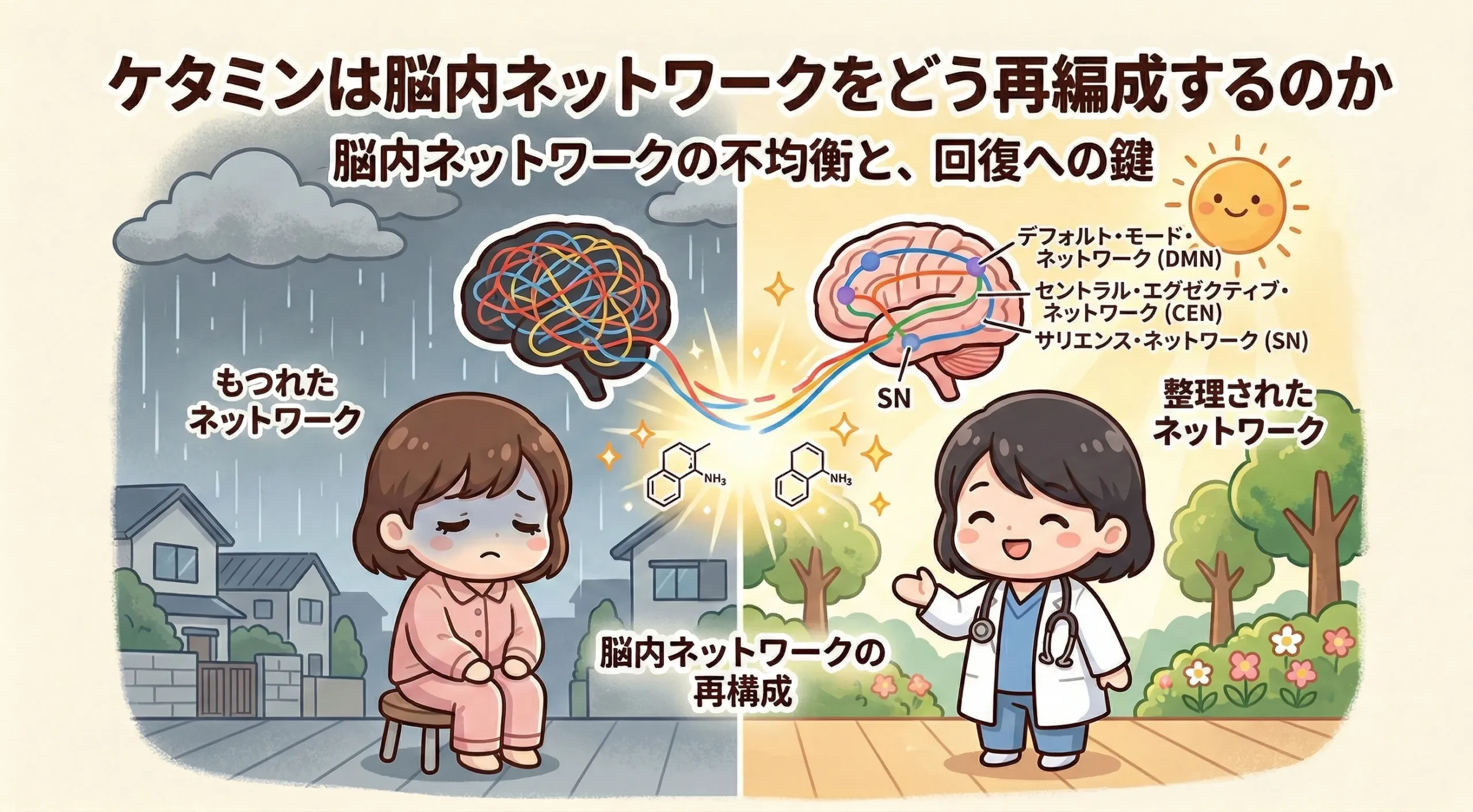 ケタミンによる脳内ネットワークの再編成